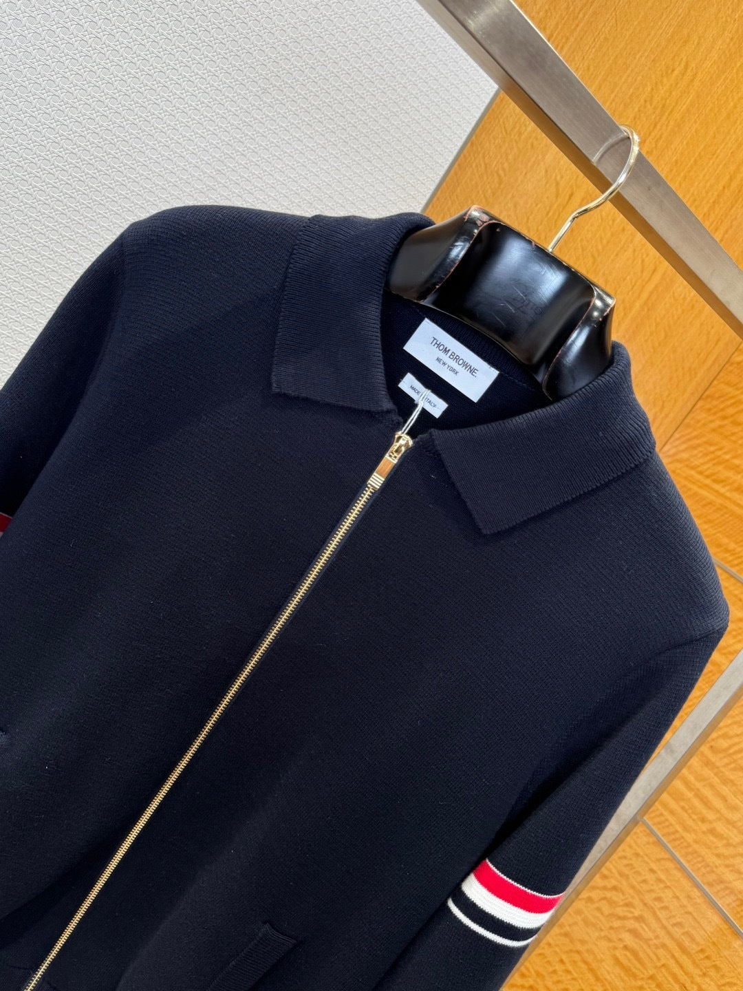 Thom Browne RWB Stripe Zipped Cardigan "Navy Blue"