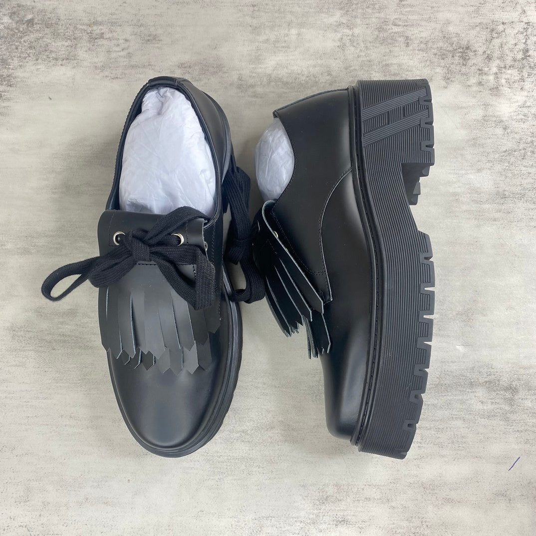 Hermes Leather Loafers Fringe "Black"