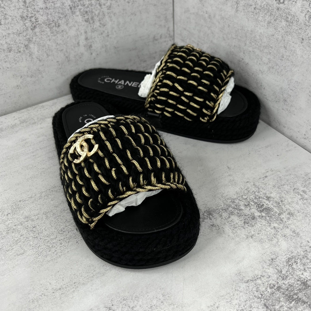 Chanel Slides "Black-Gold"