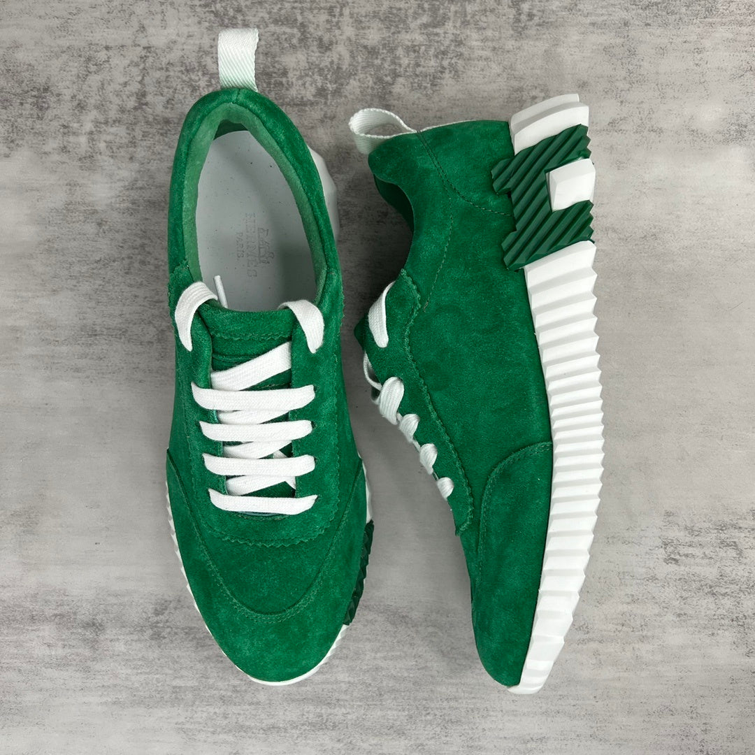 Hermes Bouncing Sneakers "Green-White Suede"