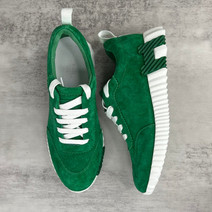 Hermes Bouncing Sneakers "Green-White Suede"