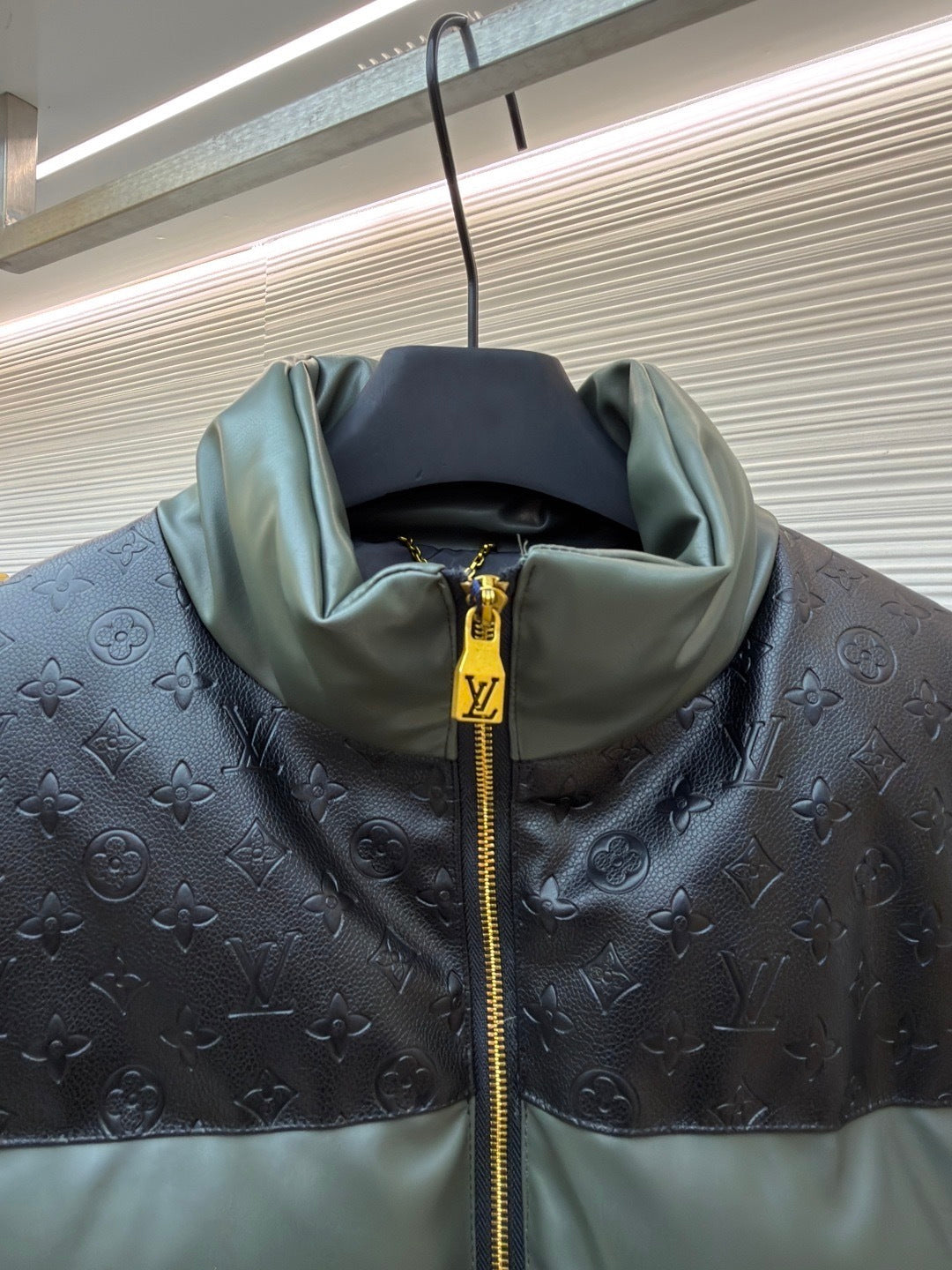 Louis Vuitton Leather Down Jacket "Dark Green"
