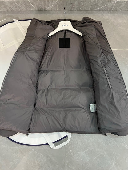 Moncler Fusain Hooded Short Down Jacket "Grey"