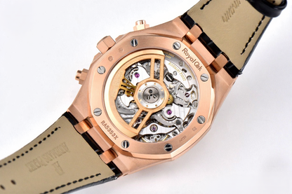 Audemars Piguet Royal Oak Chronograph 41mm Black Leather Rose Gold Black Dial