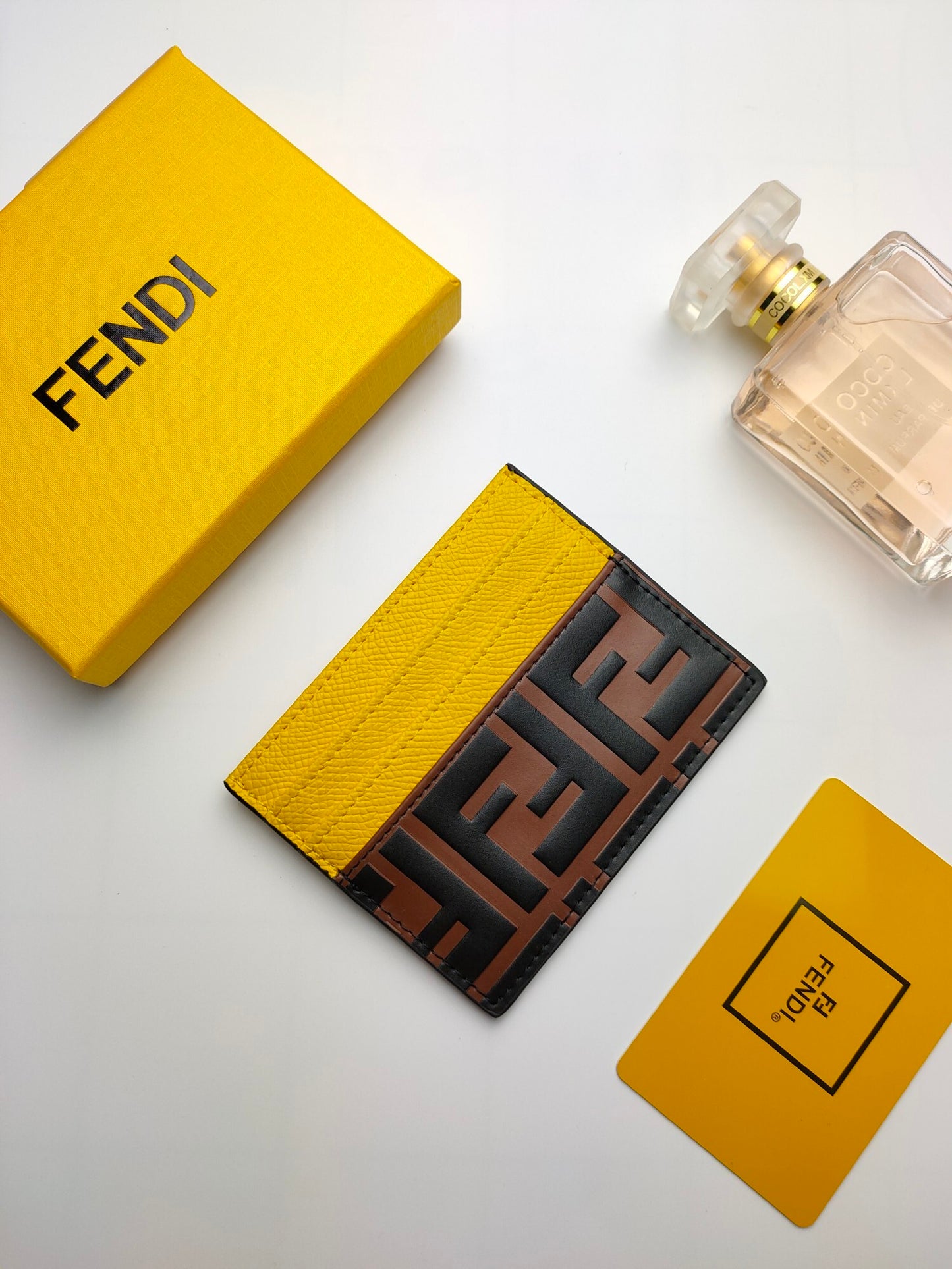 Fendi FF Logo Leather Card Holder