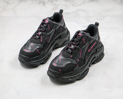 Balenciaga Triple S "Black-Pink All Over Logo"