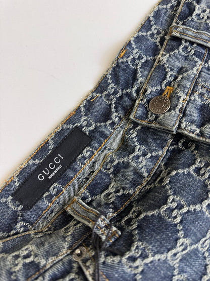 Gucci GG Cotton Denim Jacquard Shorts