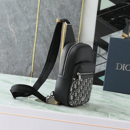 Dior Rider Sling Bag "Beige and Black Dior Oblique Jacquard with Black Grained Calfskin"