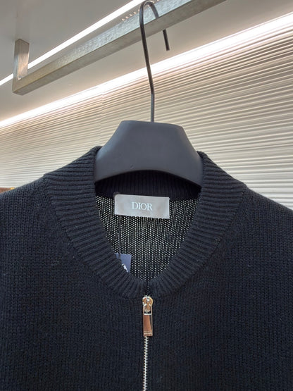 Dior Ribbon Blouson Jacket "Black Wool Jersey"