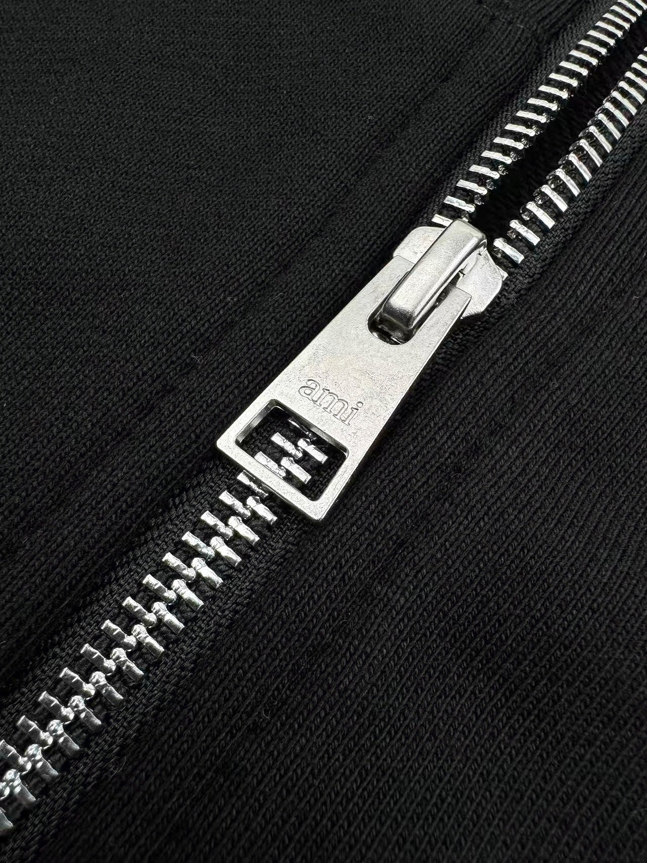 Ami Paris Zip-Up Hoodie "Black"