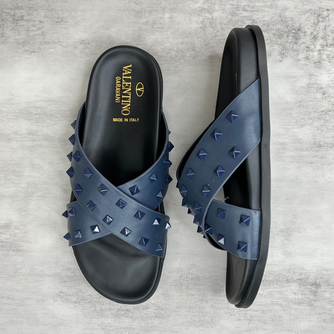 Valentino Garavani Rockstud Slides "Blue-Black"