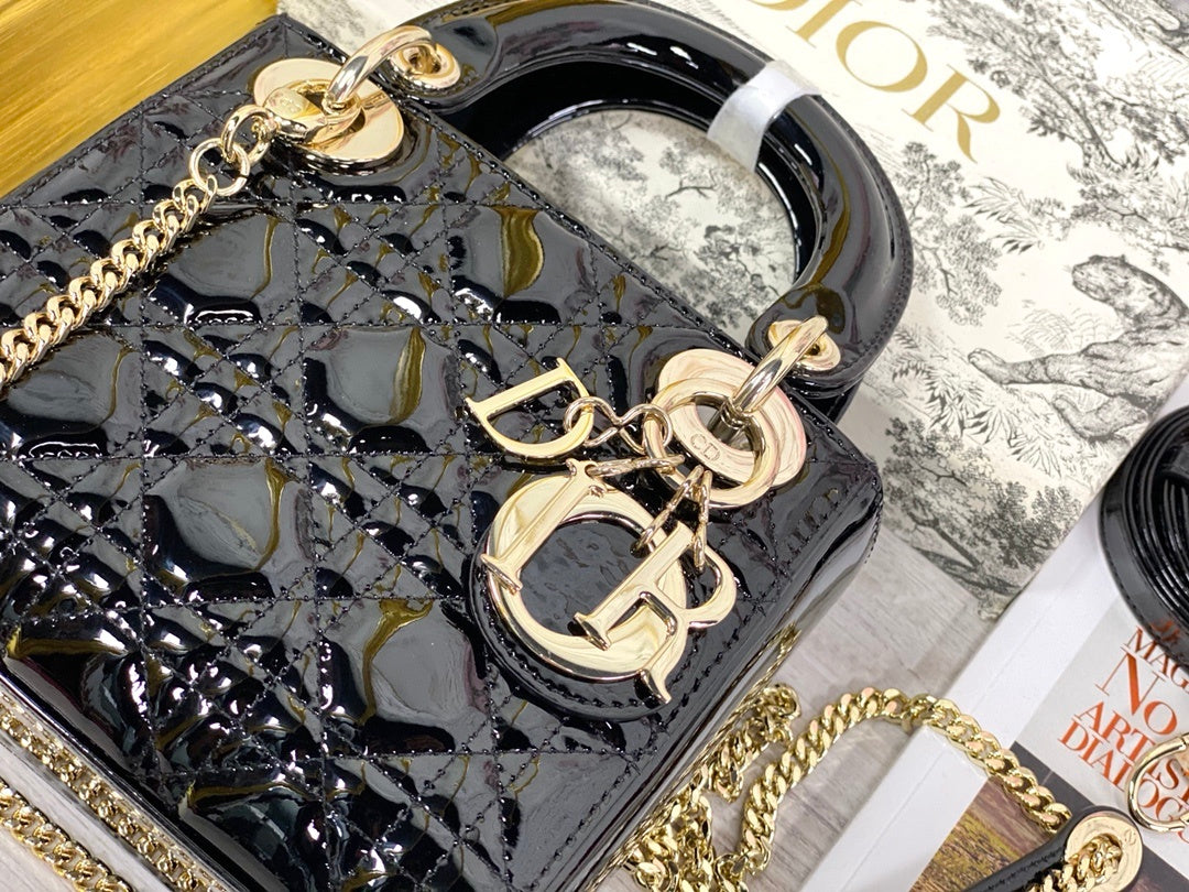 Dior Mini Lady Dior Bag "Black Patent Cannage Calfskin"