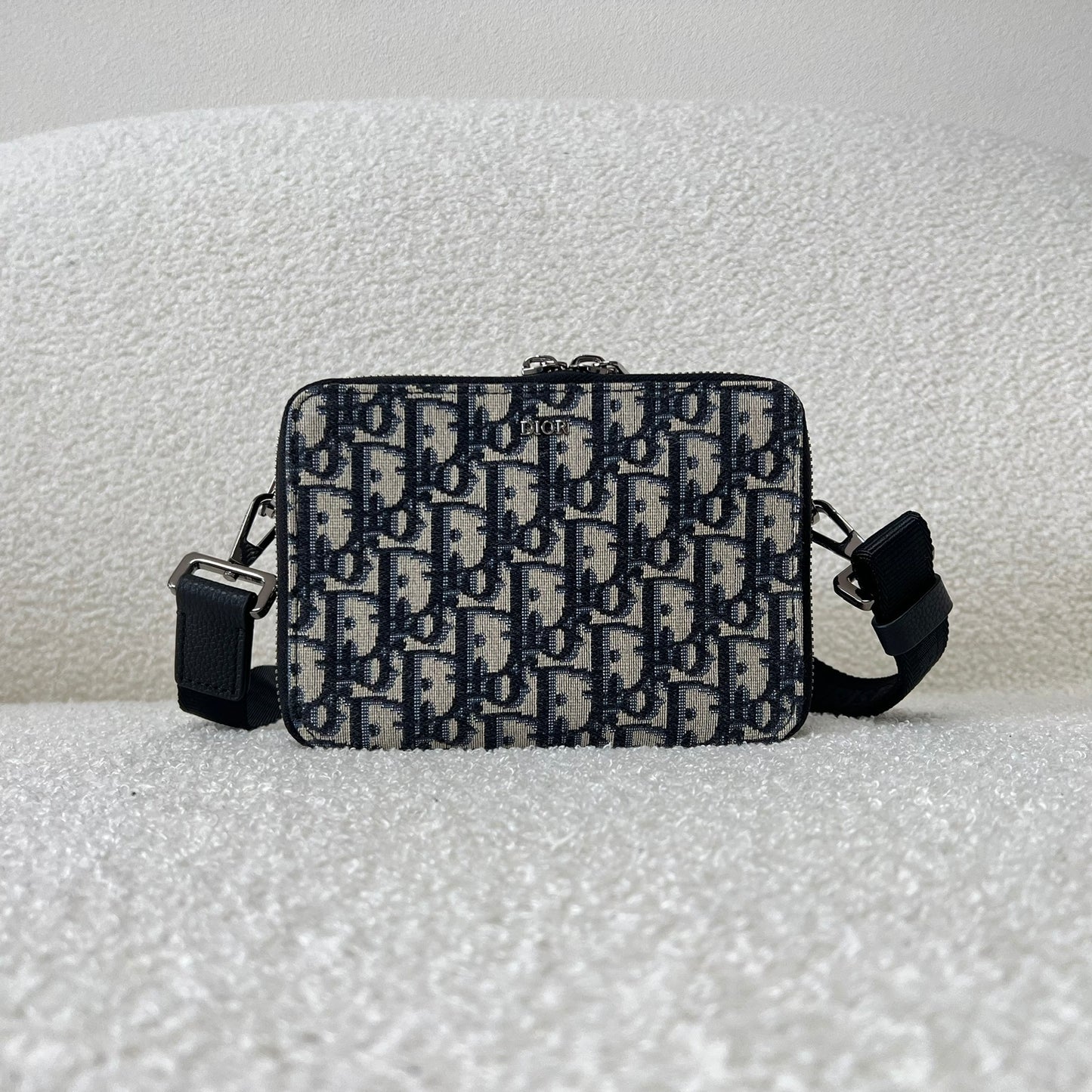 Dior Oblique Jacquard Zipped Pouch with Strap