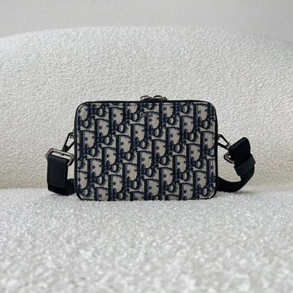 Dior Oblique Jacquard Zipped Pouch with Strap