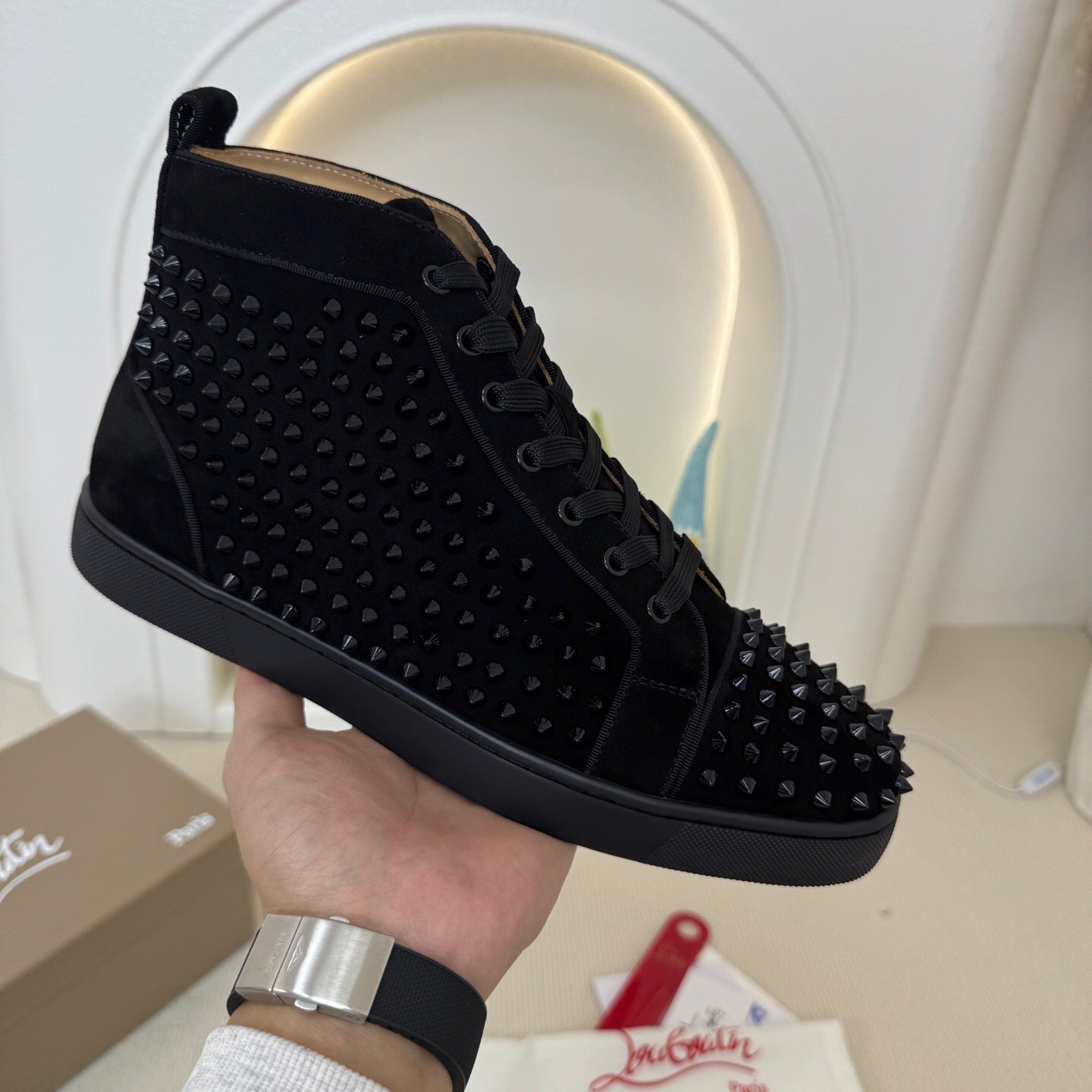 Christian Louboutin Orlato Suede Spikes "Black"