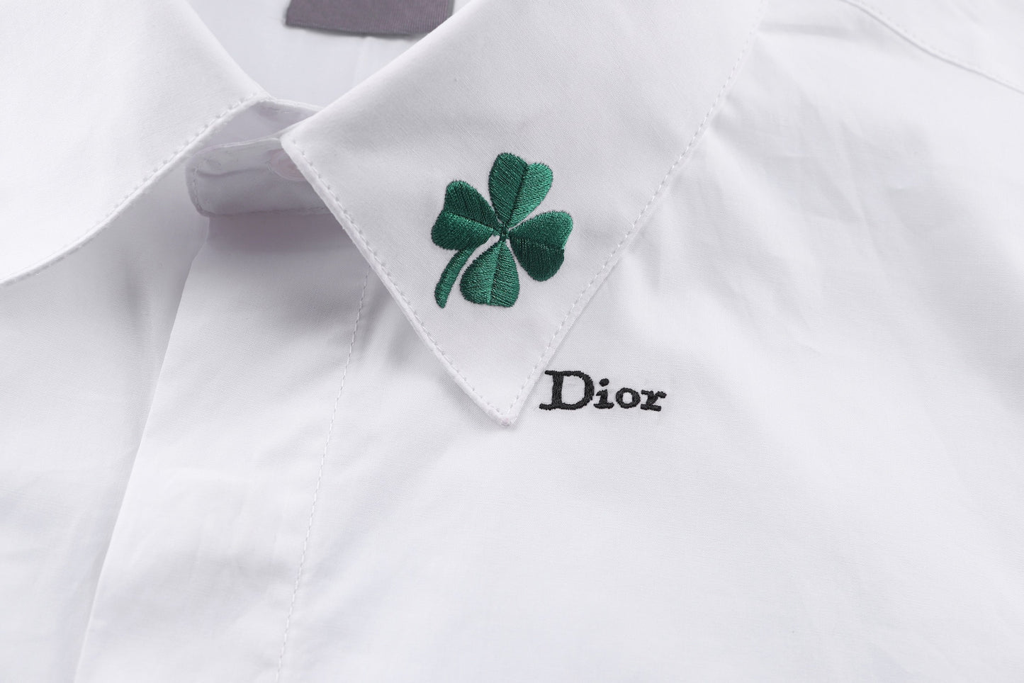 Dior Shirt with Dior Clover Embroidery "White Cotton Poplin"