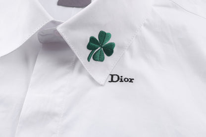 Dior Shirt with Dior Clover Embroidery "White Cotton Poplin"