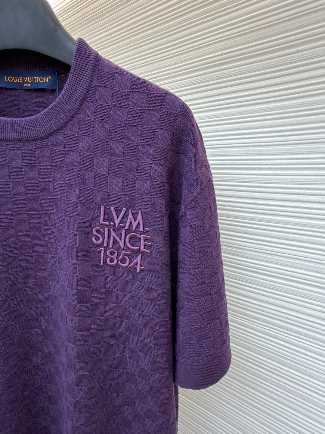 Louis Vuitton Damier Jacquard Short-Sleeved Crewneck "Purple Indigo"