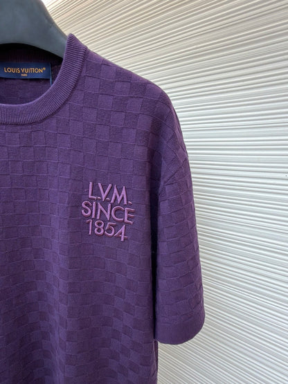 Louis Vuitton Damier Jacquard Short-Sleeved Crewneck "Purple Indigo"
