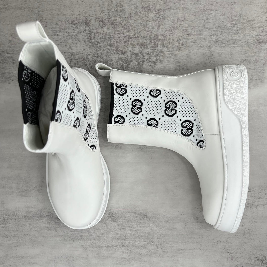 Gucci Leather Chelsea Boots "White"