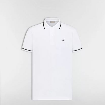 Dior Bee Embroidered Polo Shirt "White Cotton Mesh Fabric"