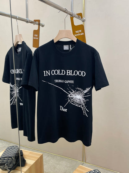 Dior T-Shirt with Book Cover Embroidery and Print "Black and White Cotton Jersey"
