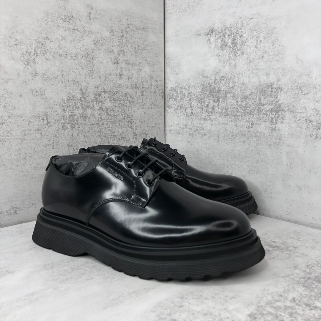 Prada Leather Derby Shoes "Black"