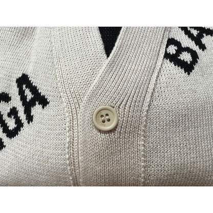 Balenciaga All-Over Logo Cardigan "Beige-Black"