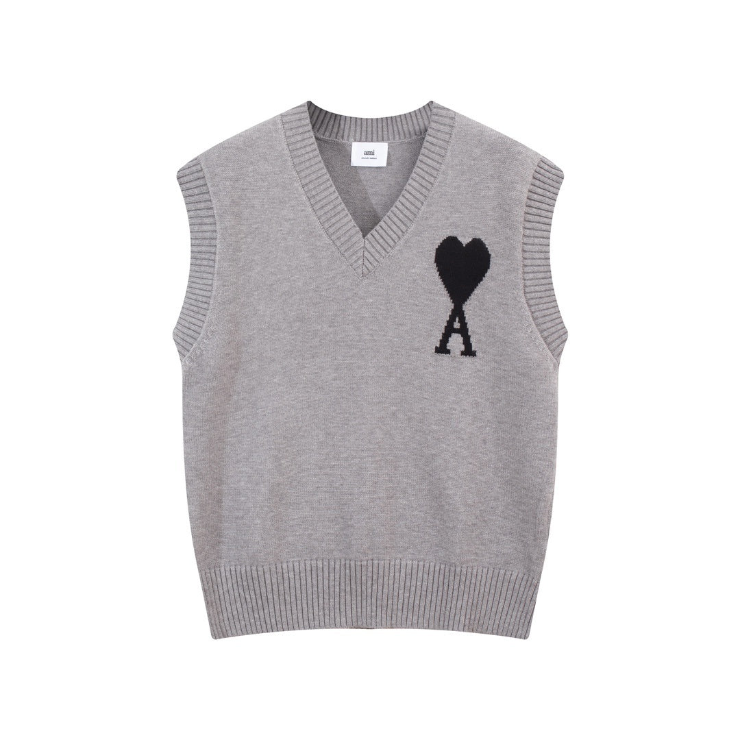 AMI Paris Ami De Coeur Sweater Vest "Light Grey"
