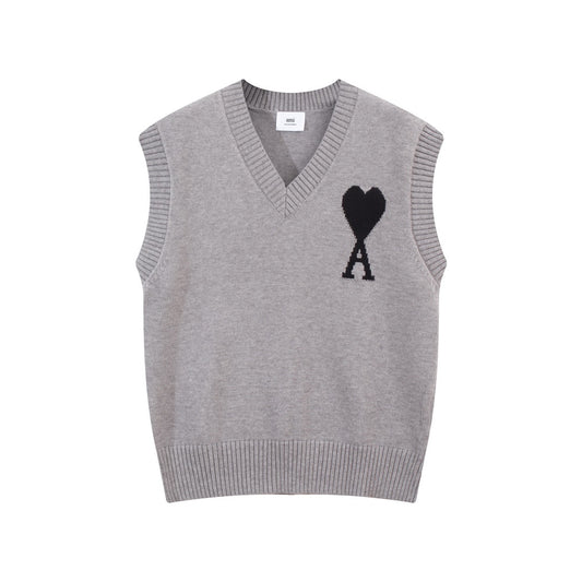 AMI Paris Ami De Coeur Sweater Vest "Light Grey"