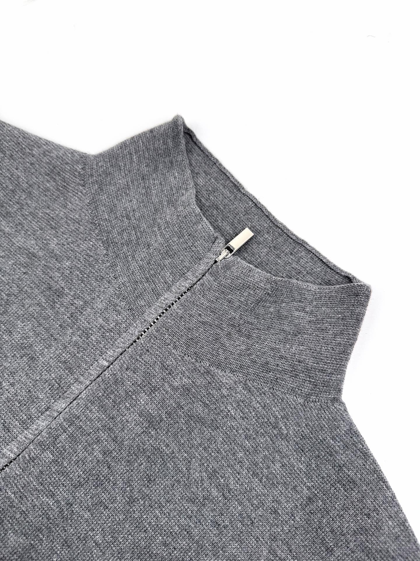 Dior CD Icon Zipped Sweater "Gray Virgin Wool Punto Milano Knit"
