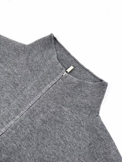 Dior CD Icon Zipped Sweater "Gray Virgin Wool Punto Milano Knit"