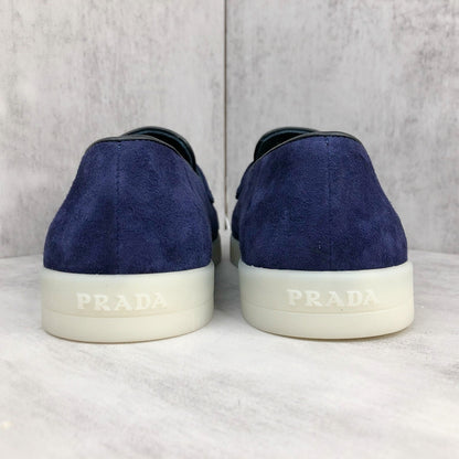 Prada Logo-Plaque Suede Loafers "Royal Blue"