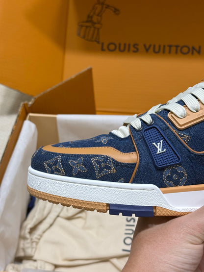 Louis Vuitton LV Trainers "Blue Denim-Brown"