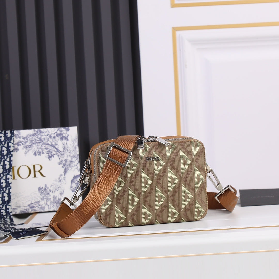 Dior CD Diamond Zipped Pouch with Strap