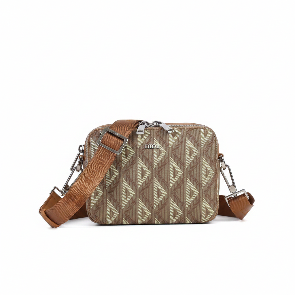 Dior CD Diamond Zipped Pouch with Strap