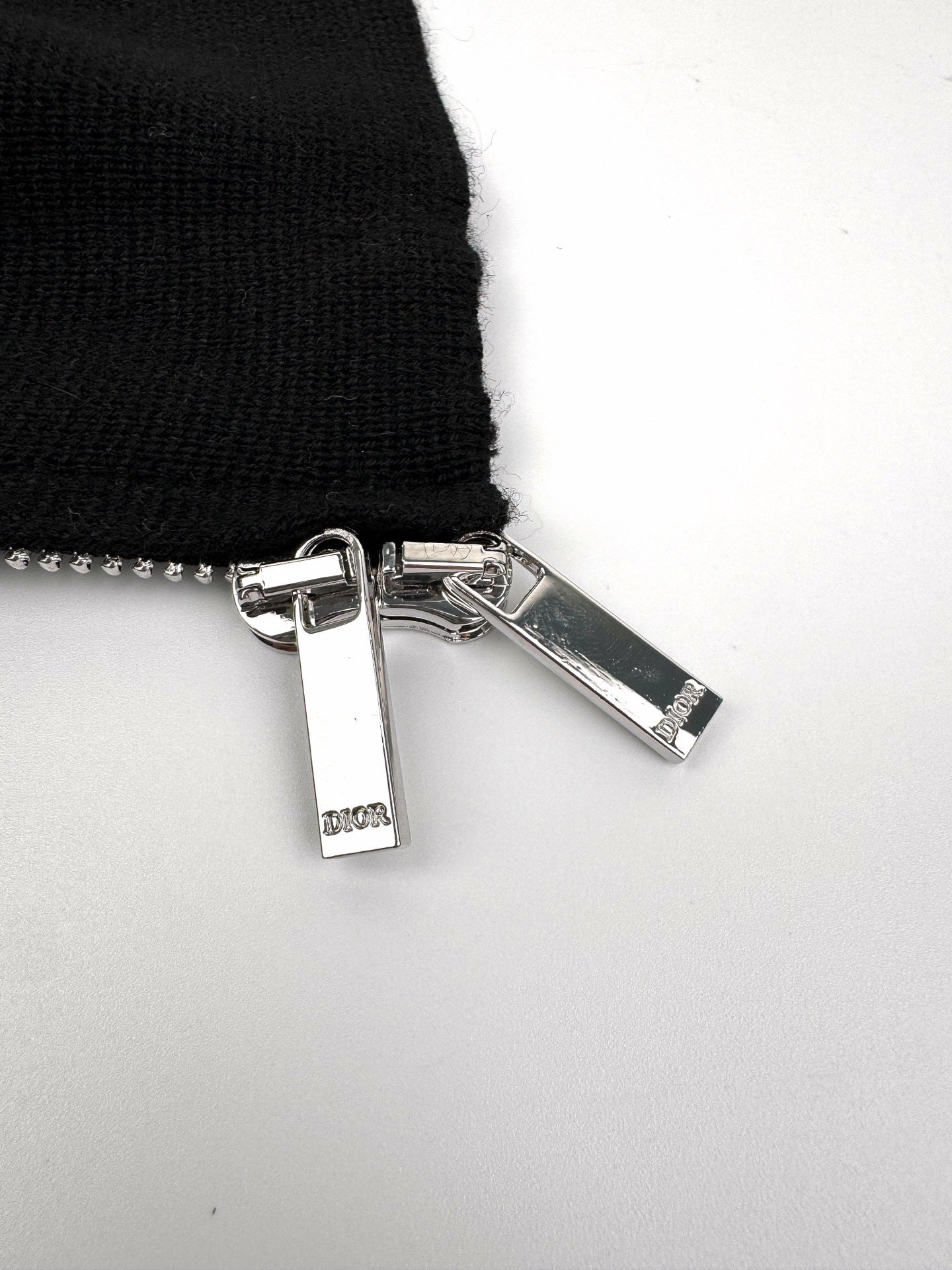 Dior CD Icon Zipped Sweater "Black Virgin Wool Punto Milano Knit"