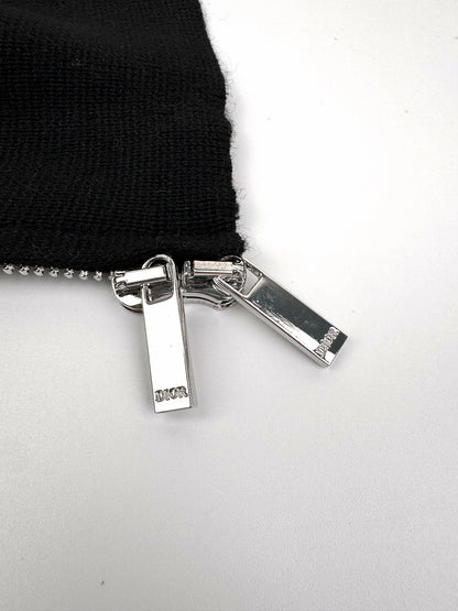 Dior CD Icon Zipped Sweater "Black Virgin Wool Punto Milano Knit"