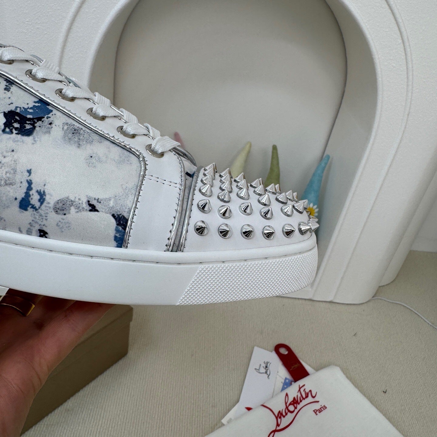 Christian Louboutin Louis Junior Spikes Orlato "White-Silver"