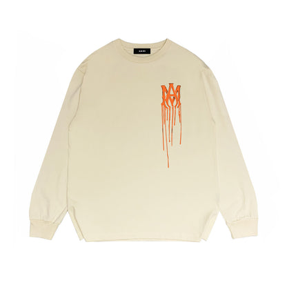 Amiri Paint Drip AM Logo Sweatshirt "Beige-Orange"