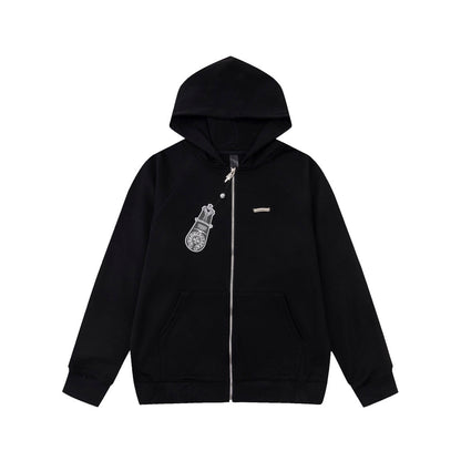 Chrome Hearts Zip-Up Hoodie "Black-White"