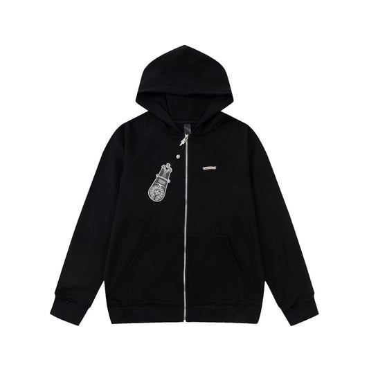 Chrome Hearts Zip-Up Hoodie "Black-White"