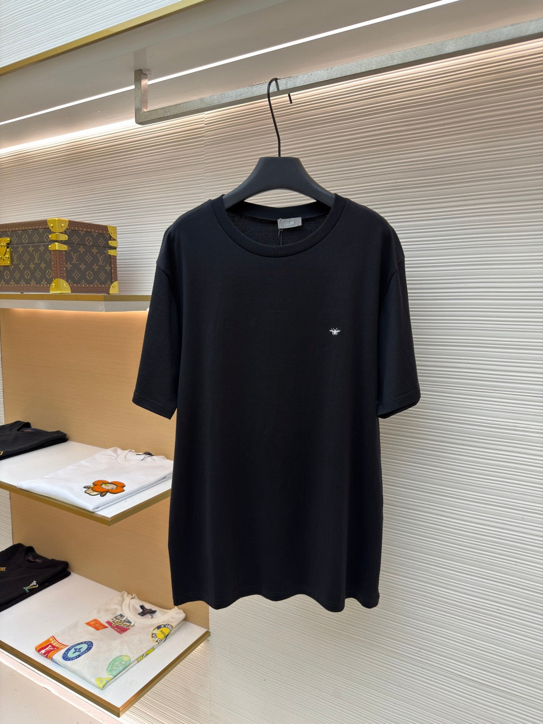 Dior Bee Embroidered T-shirt "Black Cotton Jersey"