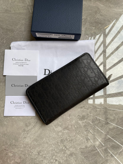 Dior Long Zipped Wallet "Black Oblique Galaxy Leather"