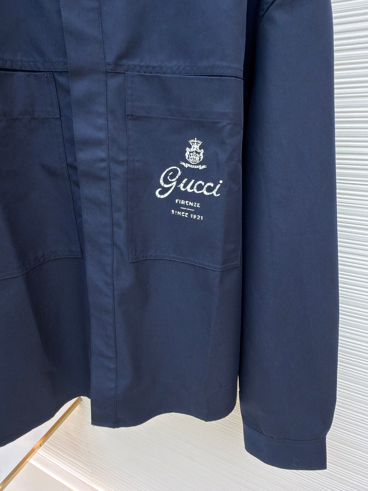 Gucci Cotton Twill Shirt with Print "Dark Blue"
