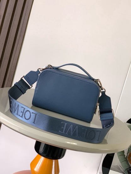 Loewe Mini Crossbody Camera Bag in Satin Calfskin "Blue"