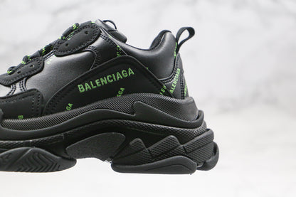 Balenciaga Triple S "Black-Green All Over Logo"