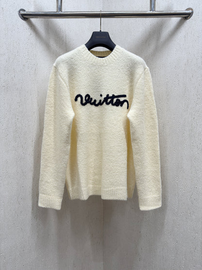 Louis Vuitton Embroidered Signature Long-Sleeved Crewneck "Milky White"