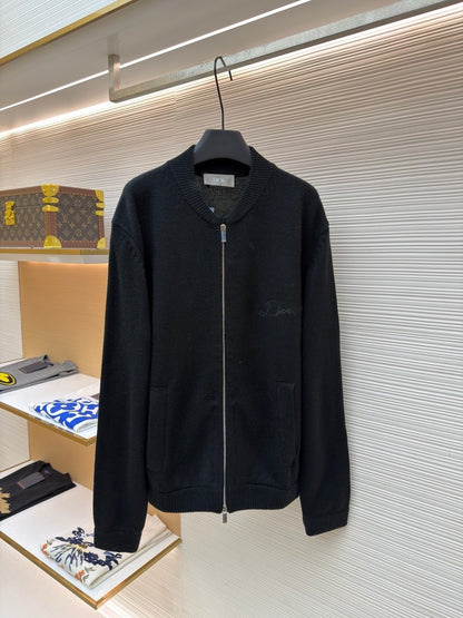 Dior Ribbon Blouson Jacket "Black Wool Jersey"