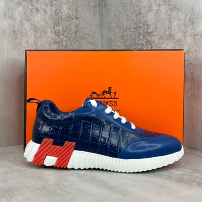 Hermes Bouncing Sneakers "Blue Crocodile Pattern"